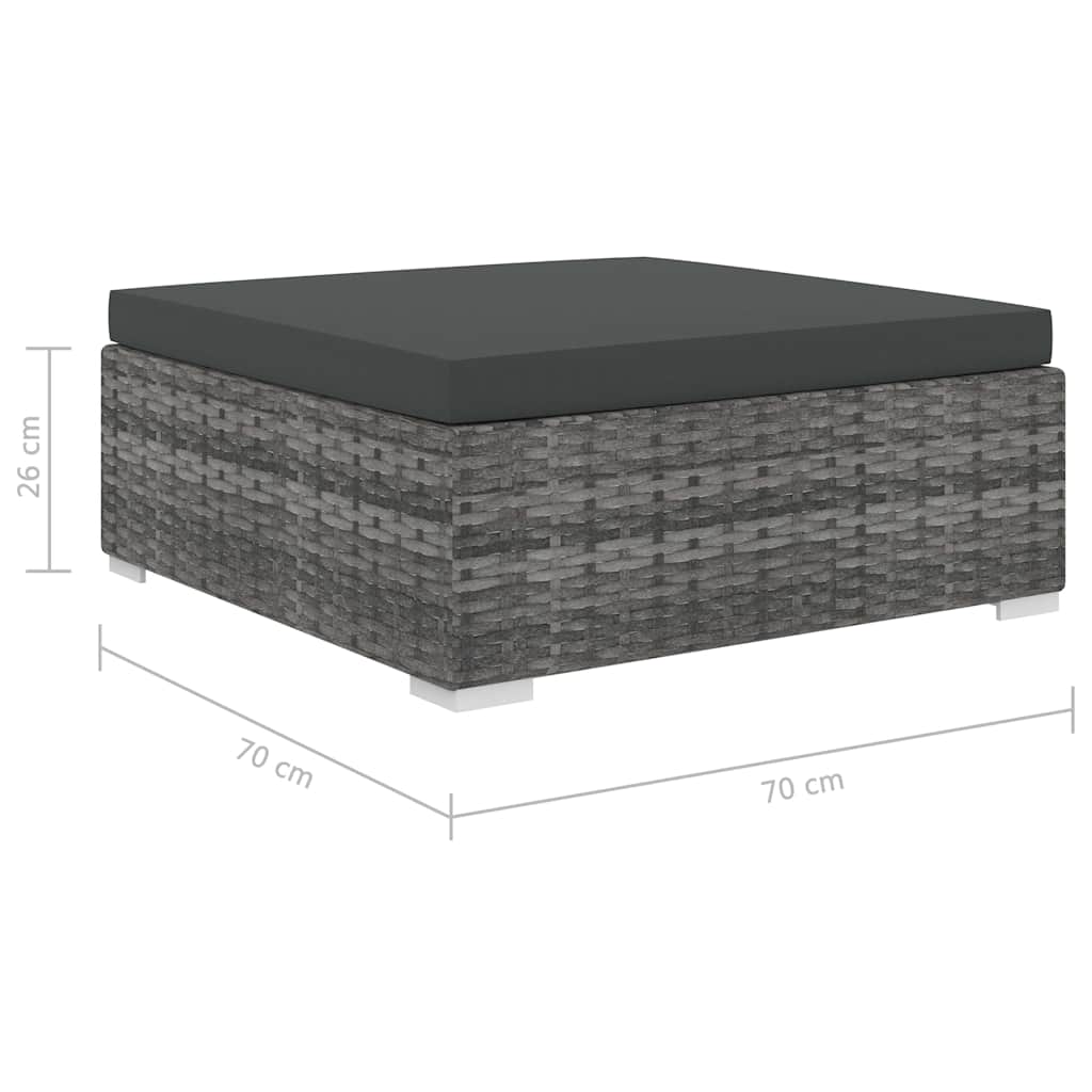 10 Piece Garden Lounge Set with Cushions Poly Rattan Grey