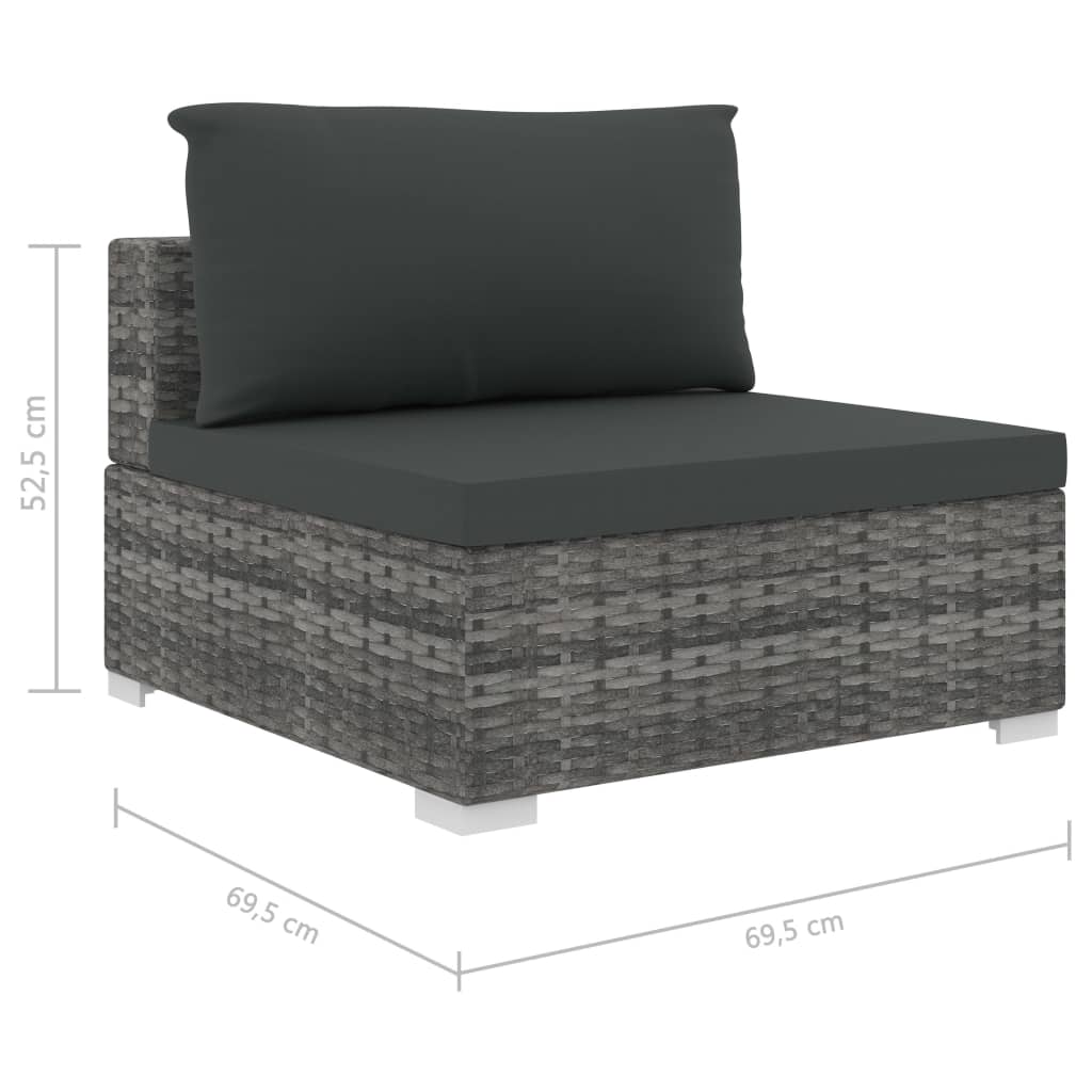 11 Piece Garden Lounge Set with Cushions Poly Rattan Grey