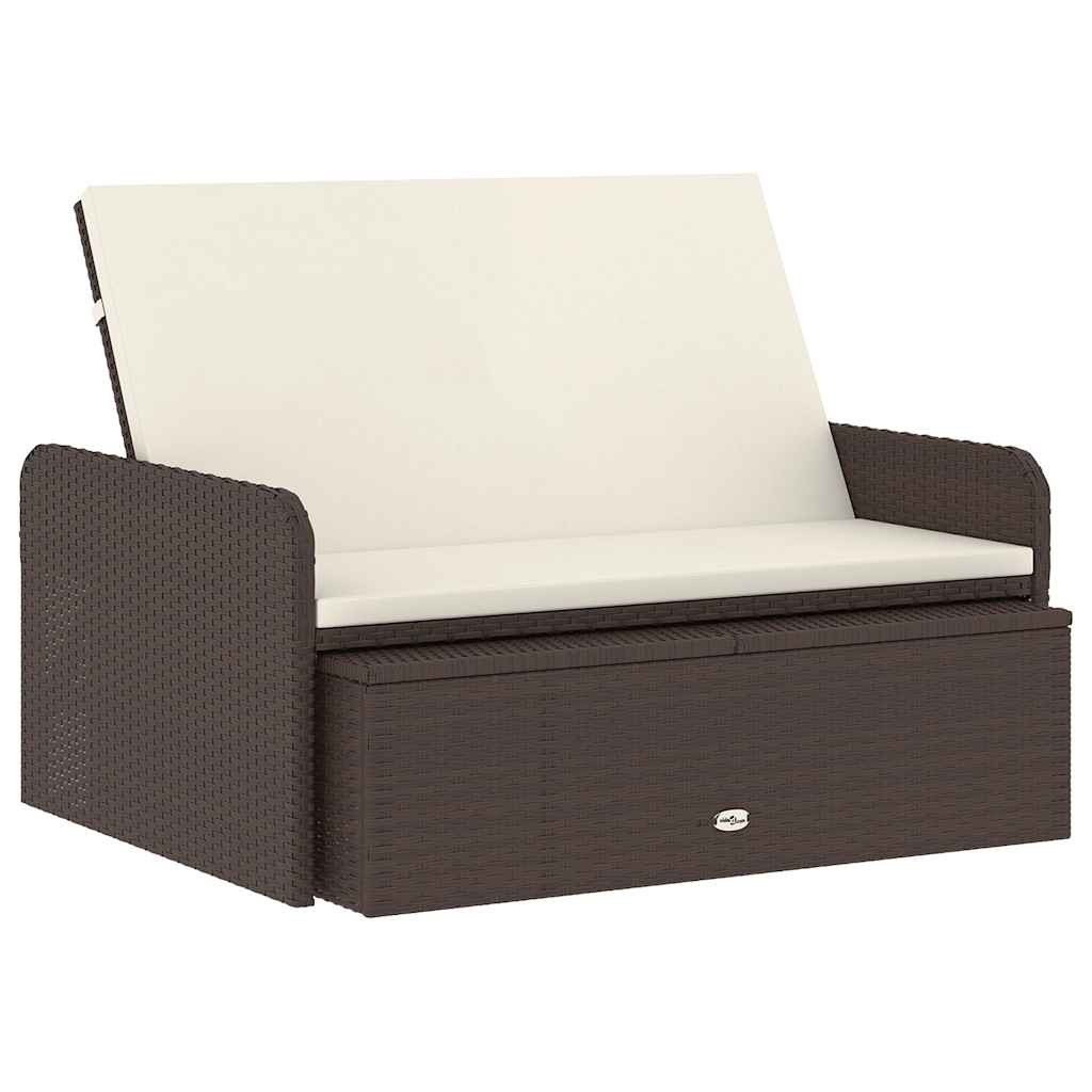 2 Piece Garden Lounge Set with Cushions Poly Rattan Brown