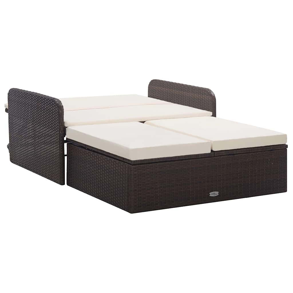2 Piece Garden Lounge Set with Cushions Poly Rattan Brown