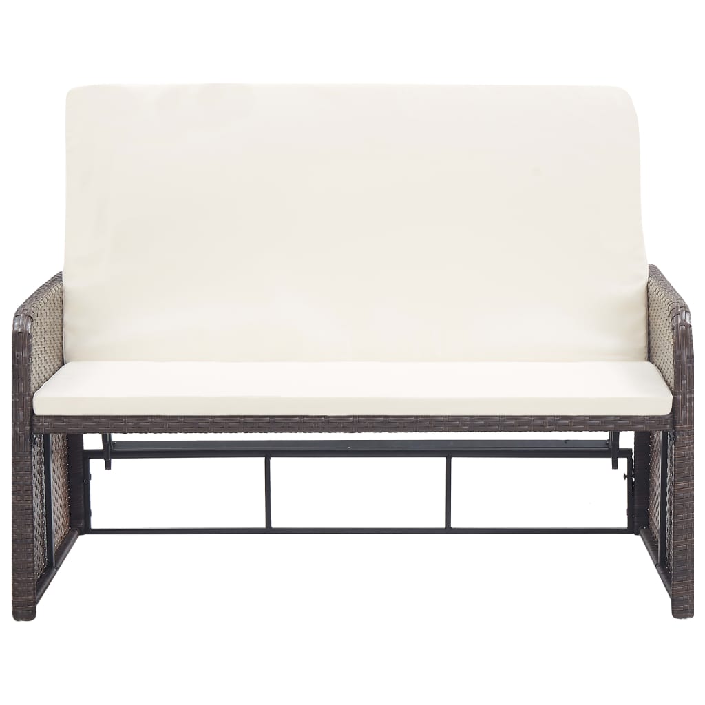 2 Piece Garden Lounge Set with Cushions Poly Rattan Brown