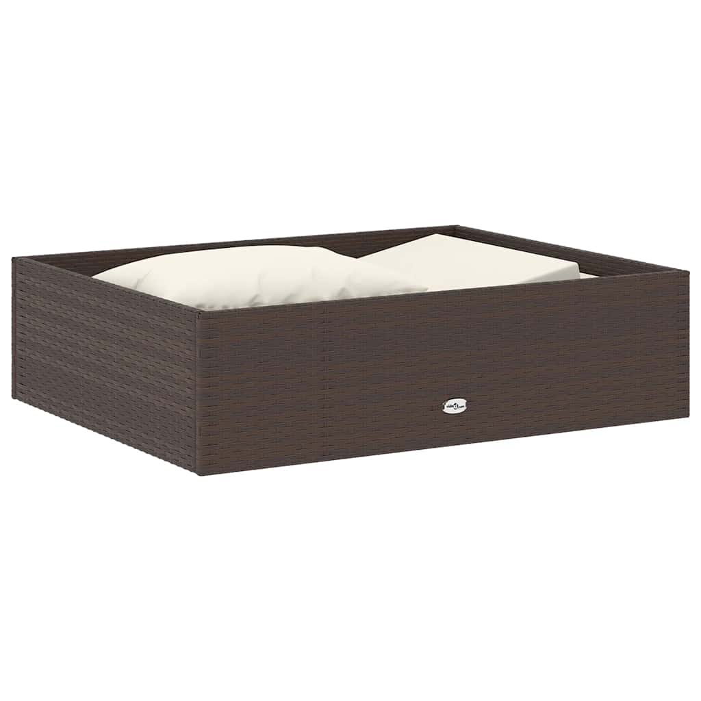 2 Piece Garden Lounge Set with Cushions Poly Rattan Brown