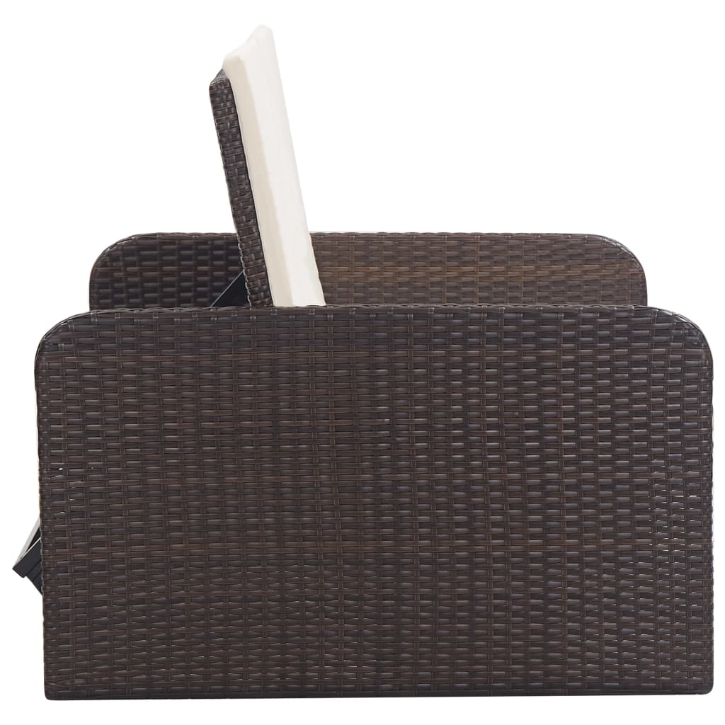 2 Piece Garden Lounge Set with Cushions Poly Rattan Brown
