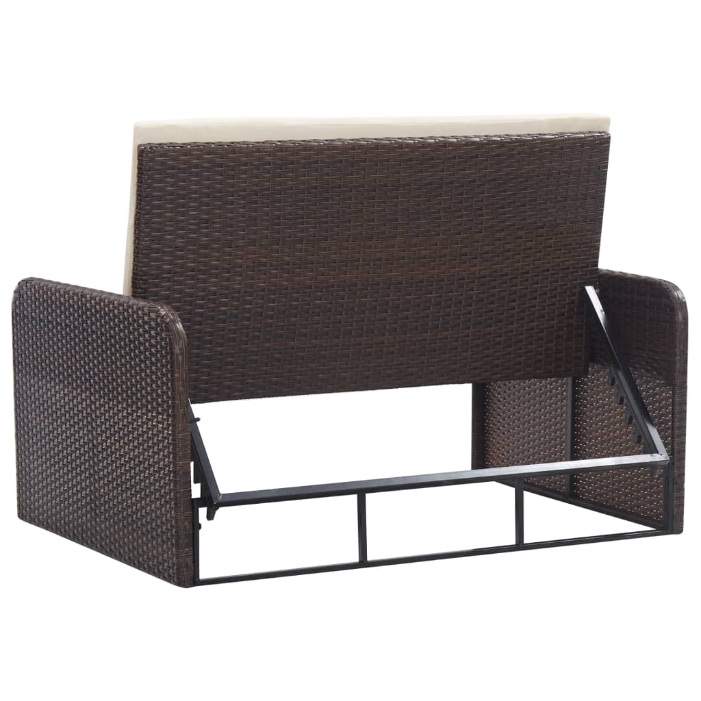 2 Piece Garden Lounge Set with Cushions Poly Rattan Brown