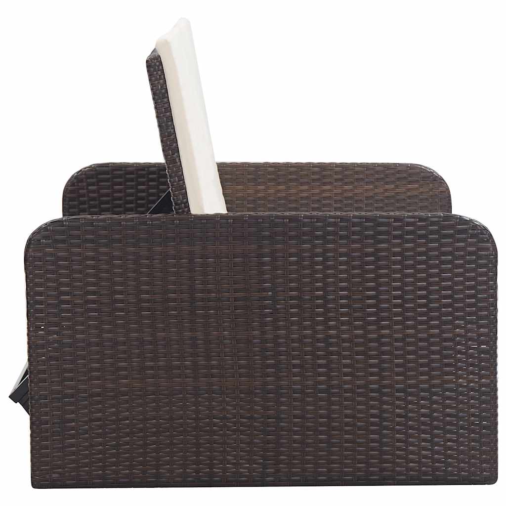 2 Piece Garden Lounge Set with Cushions Poly Rattan Brown