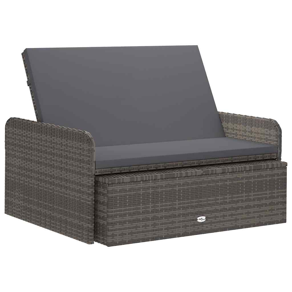 2 Piece Garden Lounge Set with Cushions Poly Rattan Grey