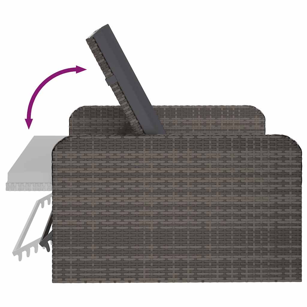2 Piece Garden Lounge Set with Cushions Poly Rattan Grey