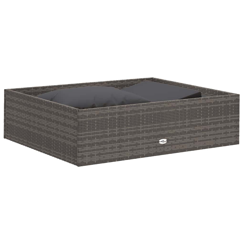 2 Piece Garden Lounge Set with Cushions Poly Rattan Grey