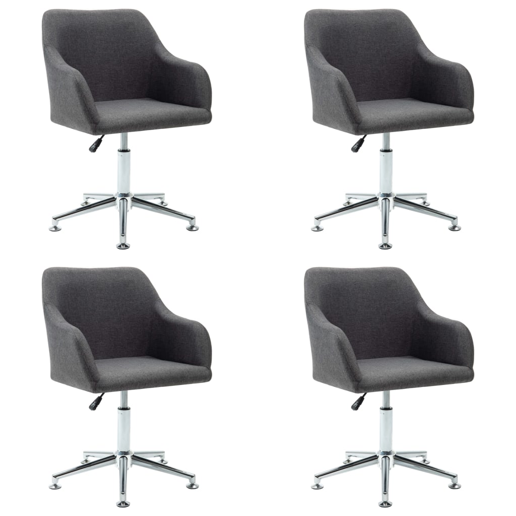 Swivel Dining Chairs 4 pcs Dark Grey Fabric