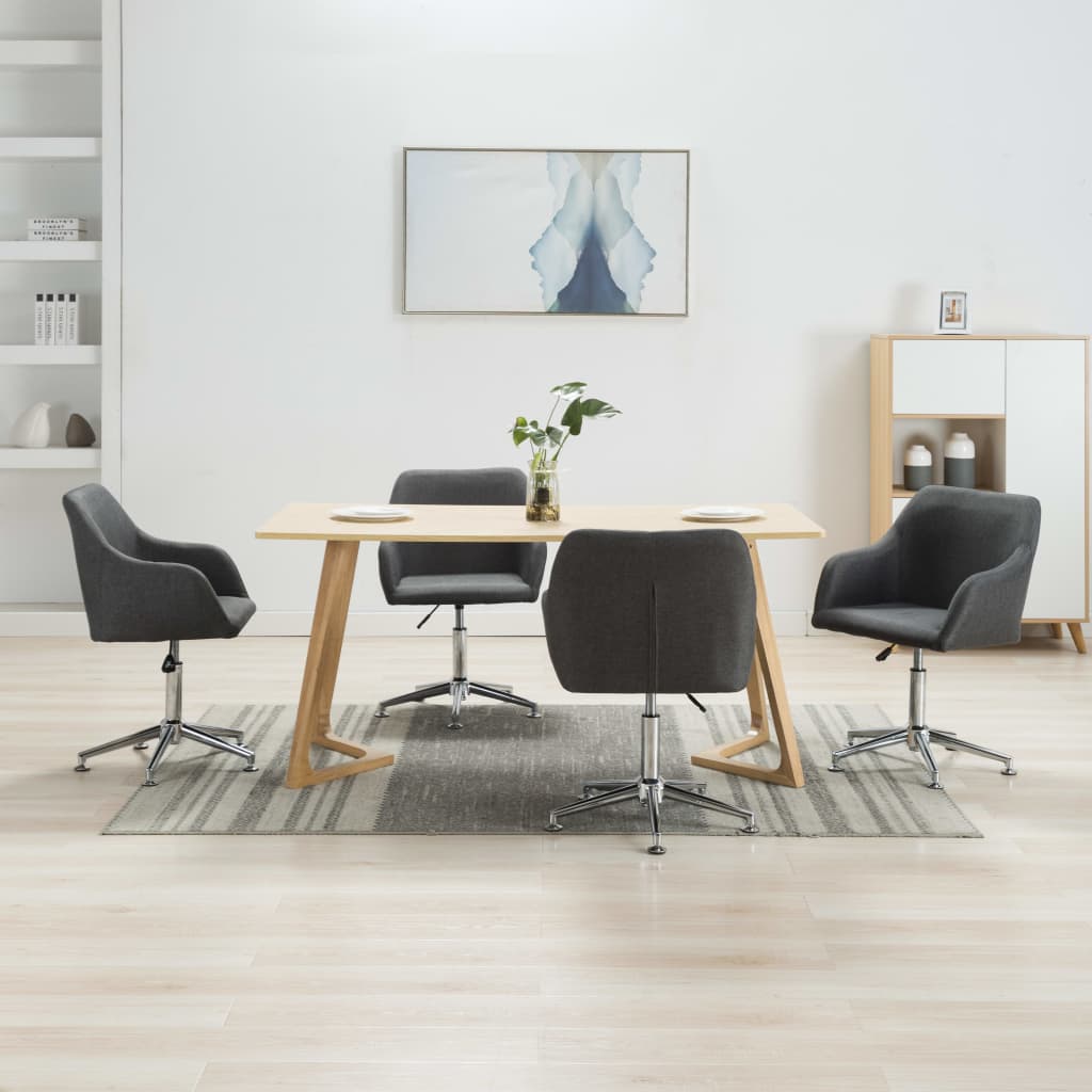 Swivel Dining Chairs 4 pcs Dark Grey Fabric