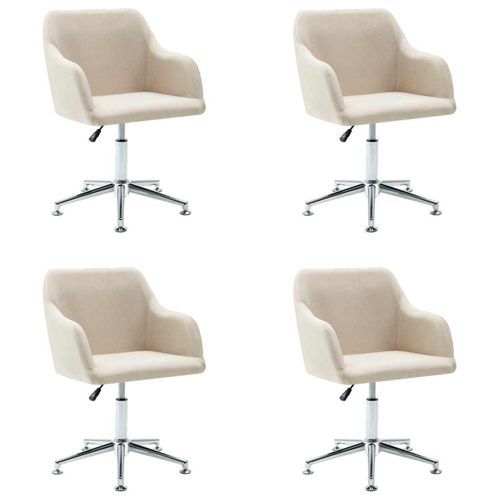 Swivel Dining Chairs 4 pcs Cream Fabric