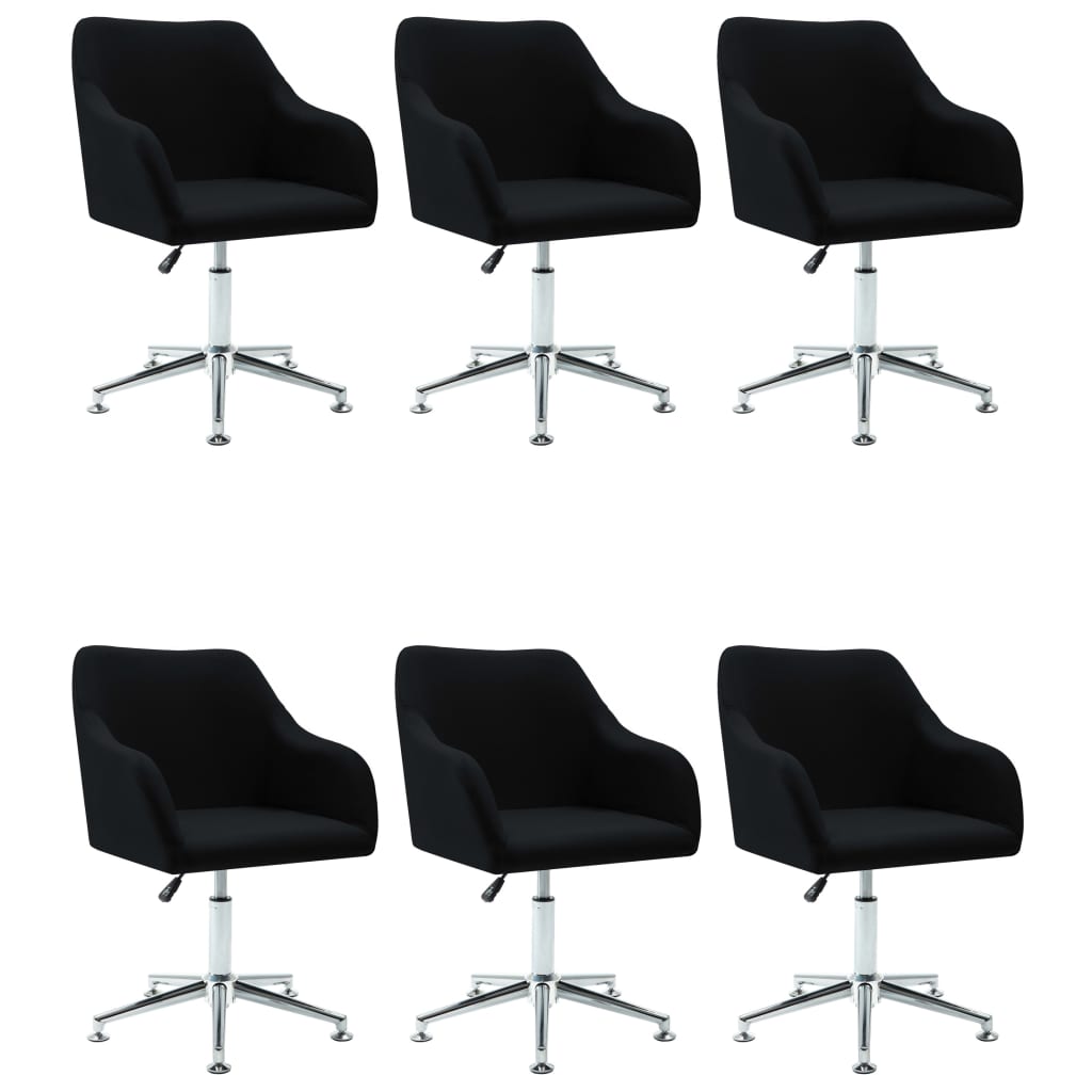 Swivel Dining Chairs 6 pcs Black Fabric