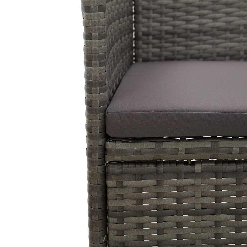 5 Piece Outdoor Dining Set Grey Poly Rattan and Glass
