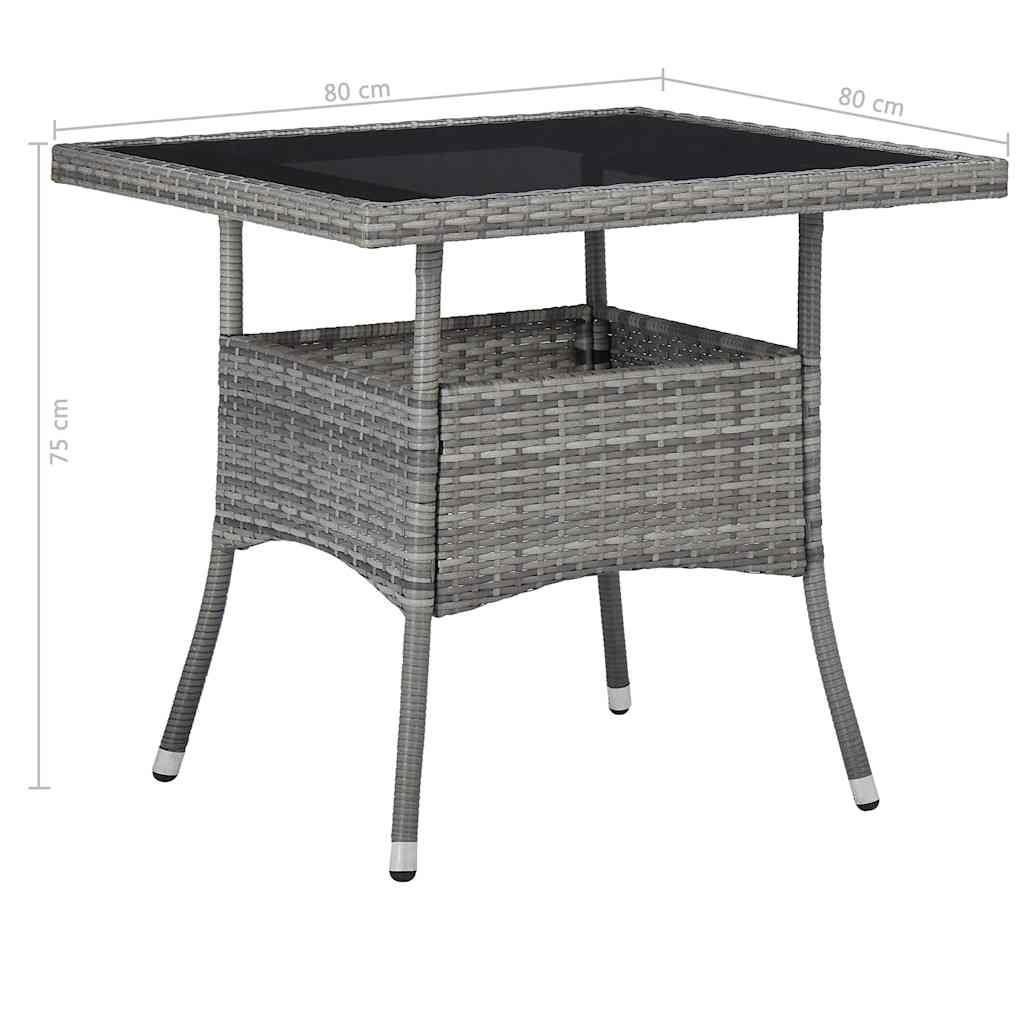 5 Piece Outdoor Dining Set Grey Poly Rattan and Glass
