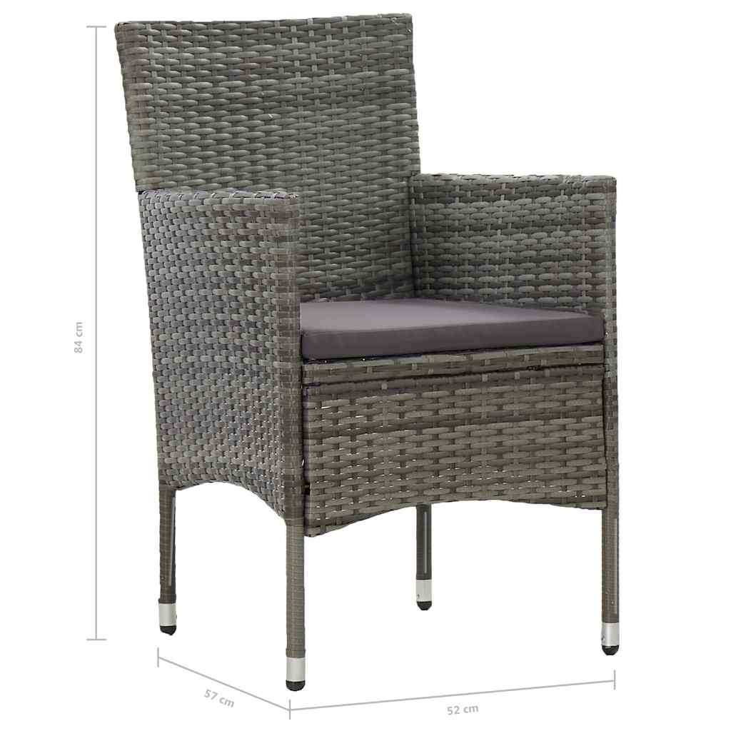 5 Piece Outdoor Dining Set Grey Poly Rattan and Glass