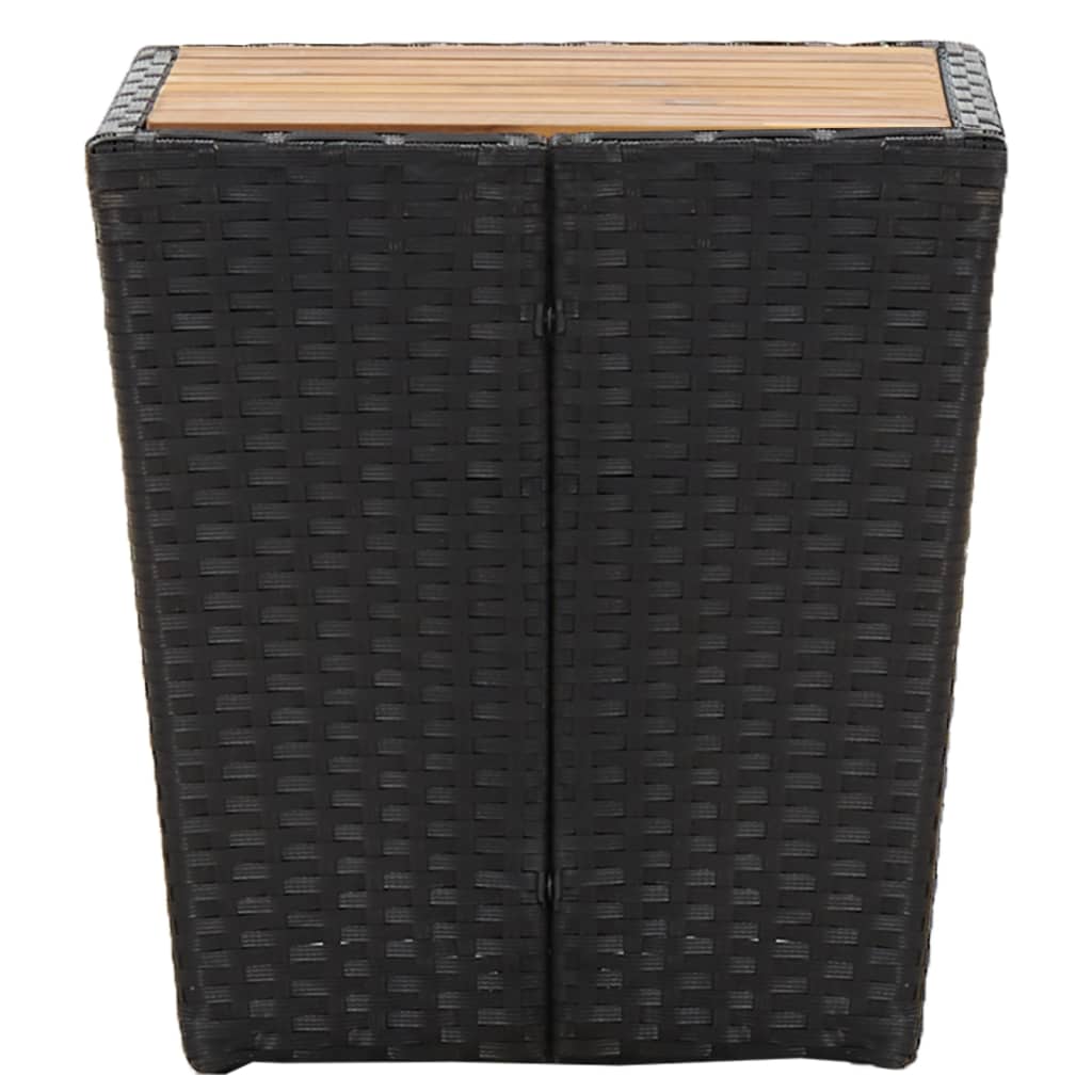 Tea Table Black 41.5x41.5x43 cm Poly Rattan and Solid Acacia Wood