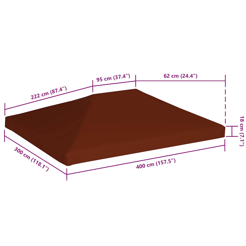 Gazebo Top Cover 310 g/m² 3x4 m Terracota