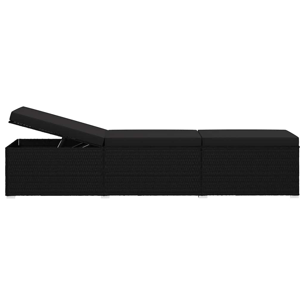 Garden Sunloungers Reclining 3 pcs Black Poly rattan