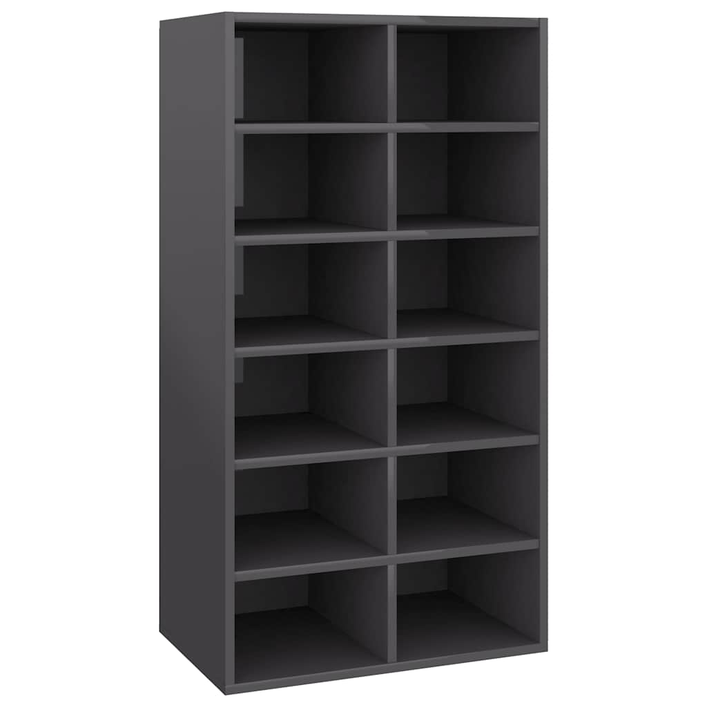 Shoe Rack High Gloss Grey 54x34x100.5 cm Engineered Wood