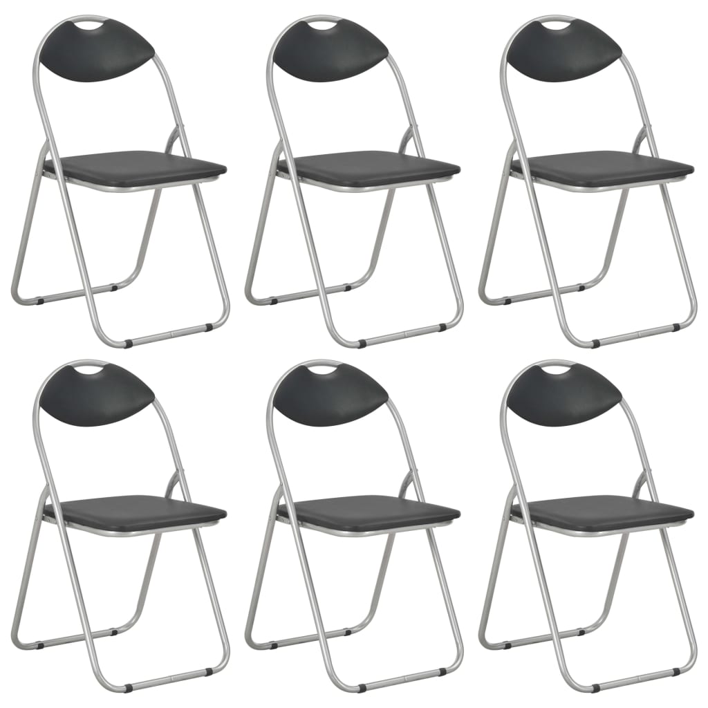 Folding Dining Chairs 6 pcs Black Faux Leather