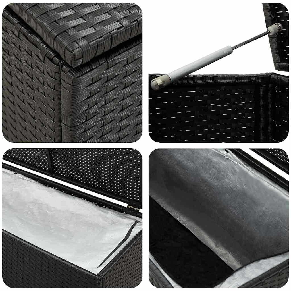 Garden Storage Box Poly Rattan 200x50x60 cm Black