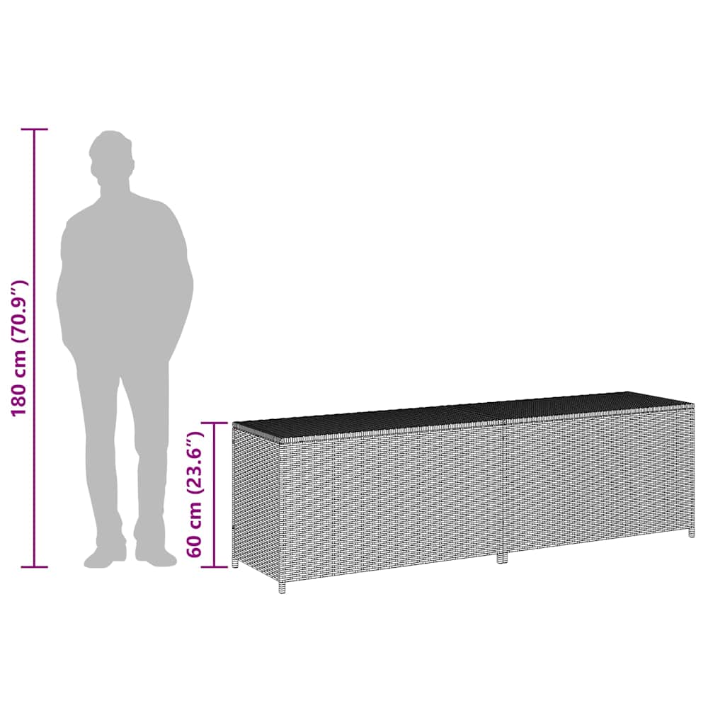 Garden Storage Box Poly Rattan 200x50x60 cm Black