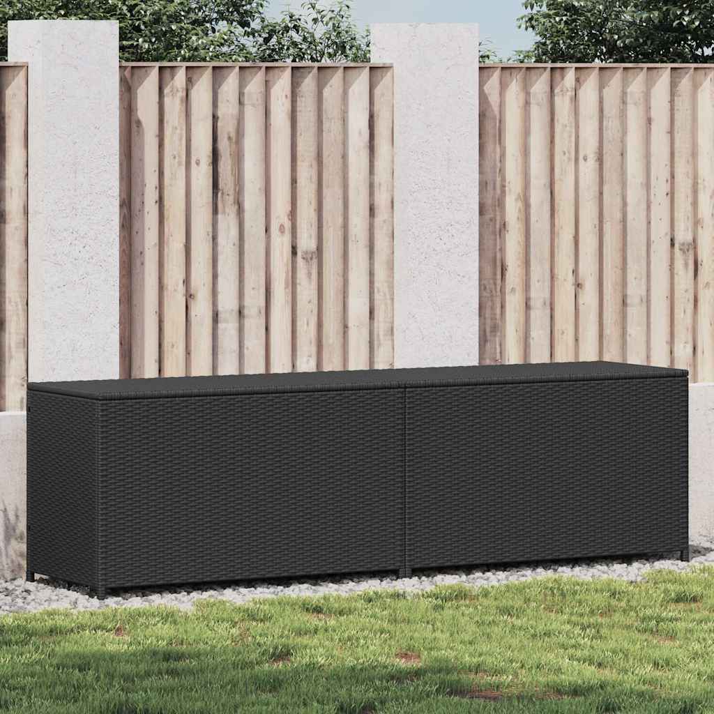 Garden Storage Box Poly Rattan 200x50x60 cm Black