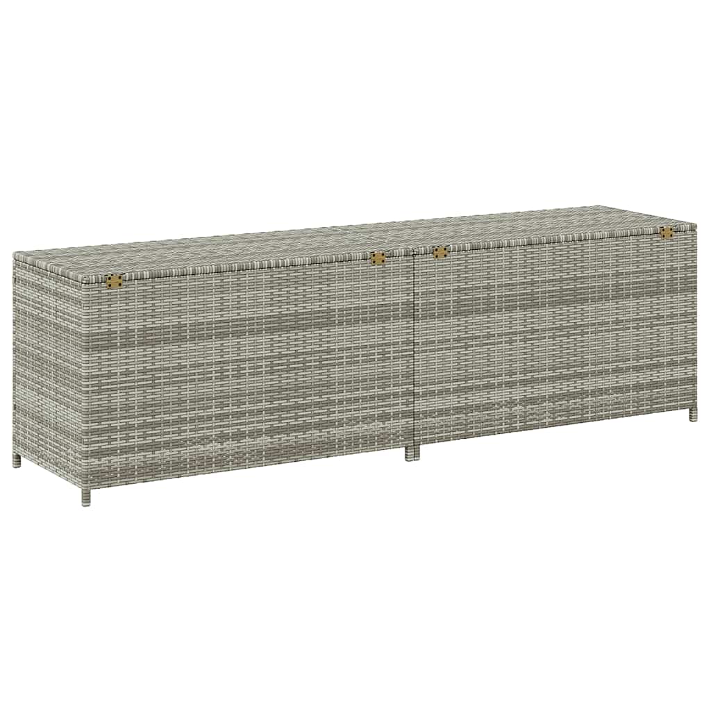 Garden Storage Box Poly Rattan 200x50x60 cm Grey