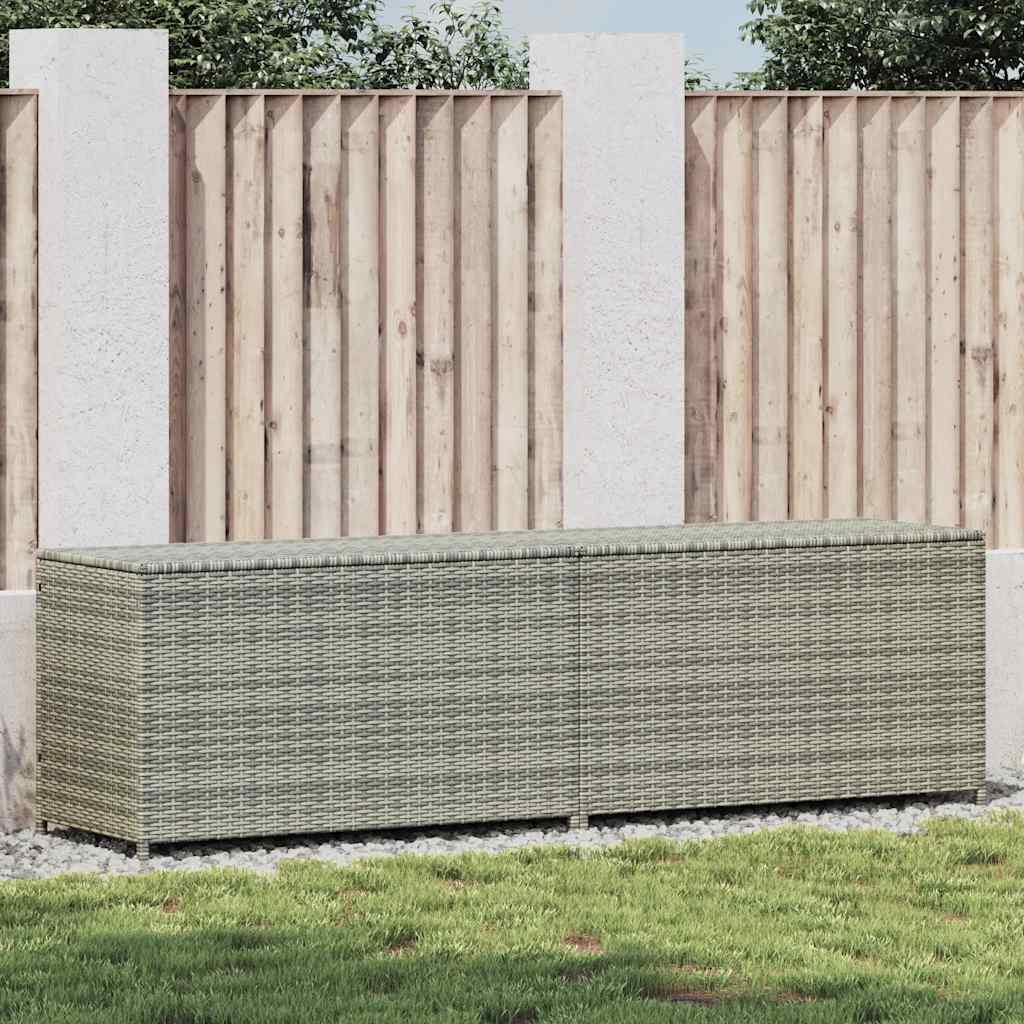Garden Storage Box Poly Rattan 200x50x60 cm Grey