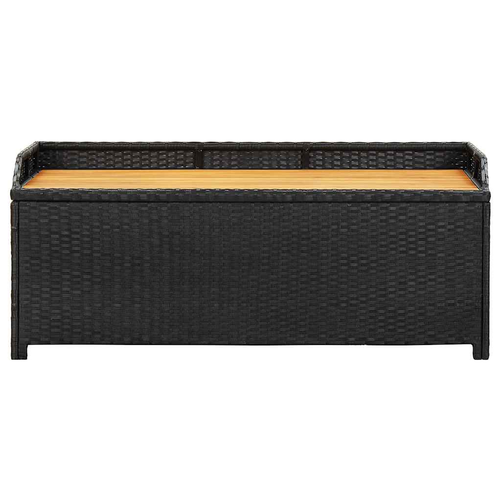 Garden Storage Bench 120 cm Poly Rattan Black