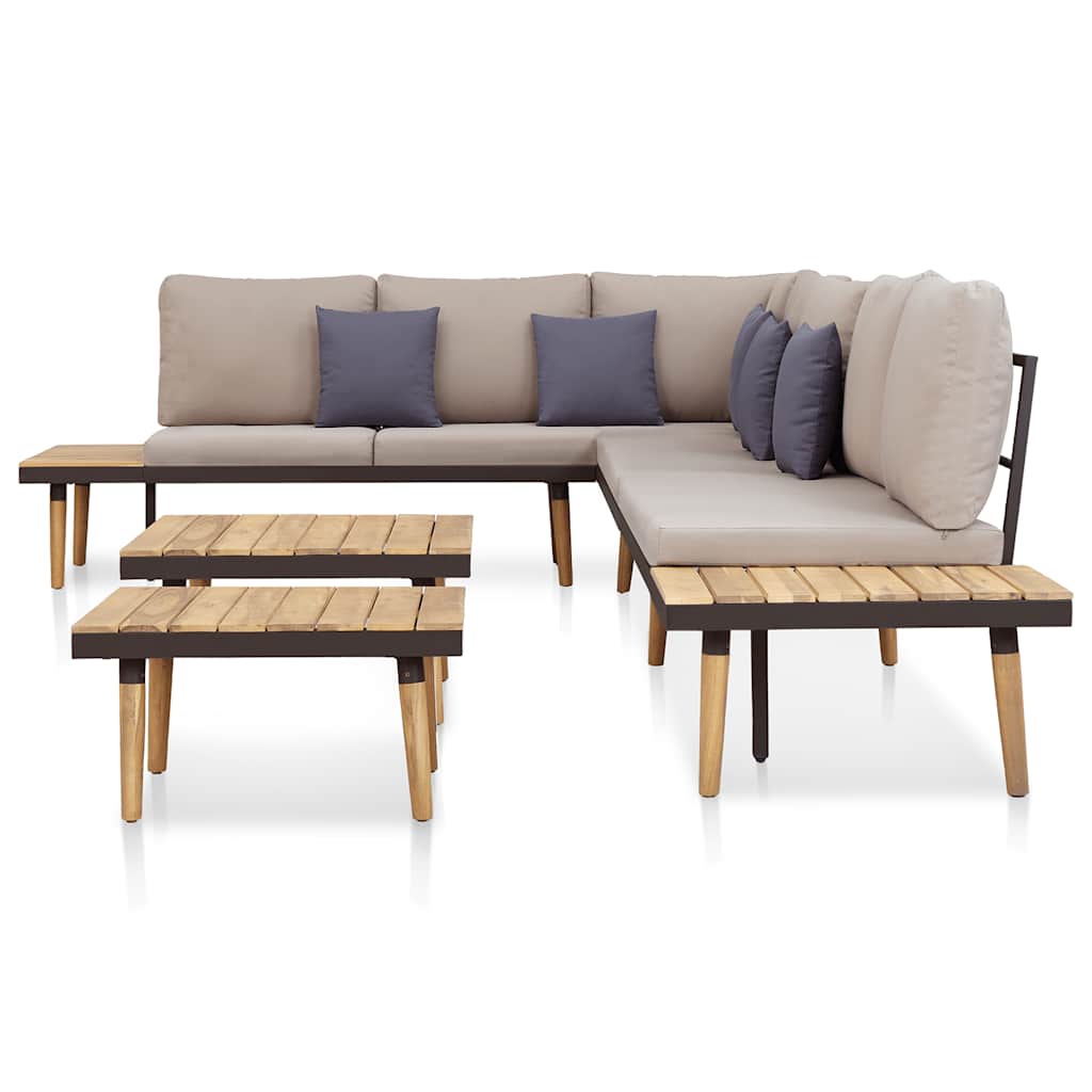 7-Seater Garden Lounge Set with Cushions Solid Acacia Wood Brown
