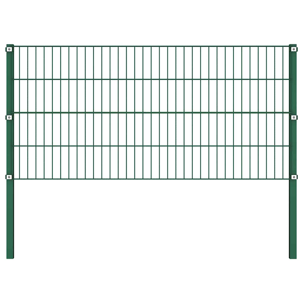 Fence Panel with Posts Iron 522x80 cm Green
