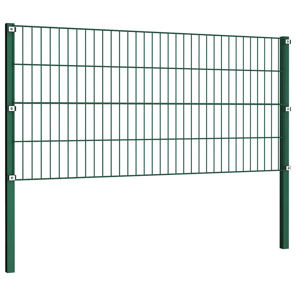 Fence Panel with Posts Iron 522x80 cm Green