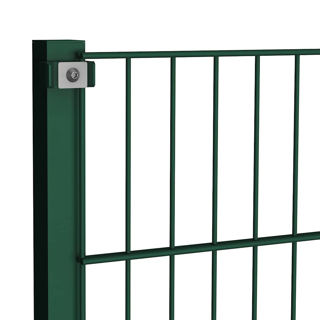 Fence Panel with Posts Iron 522x80 cm Green