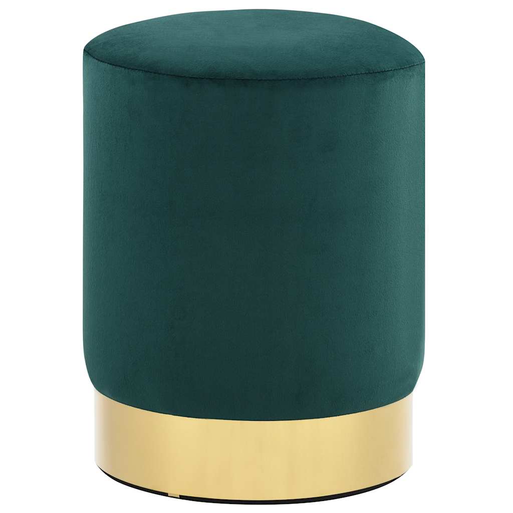Stool Dark Green and Gold Velvet 28 x 36 cm