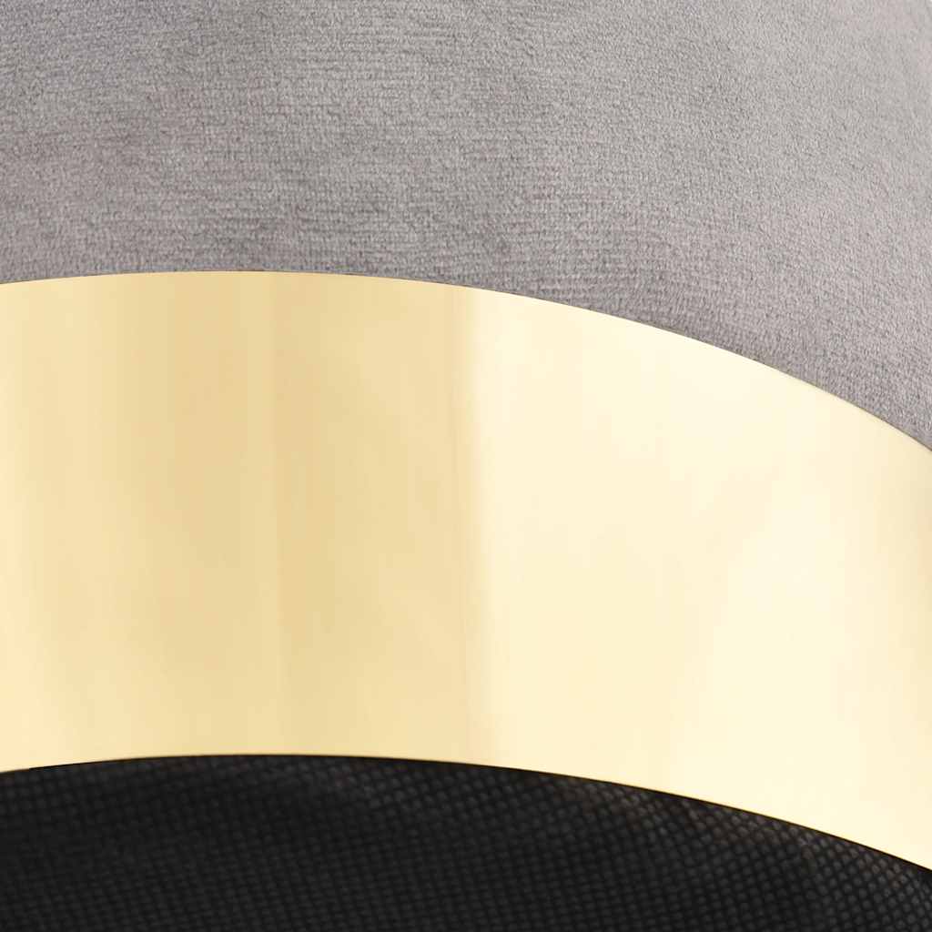 Stool Light Grey and Gold Velvet 28 x 36 cm