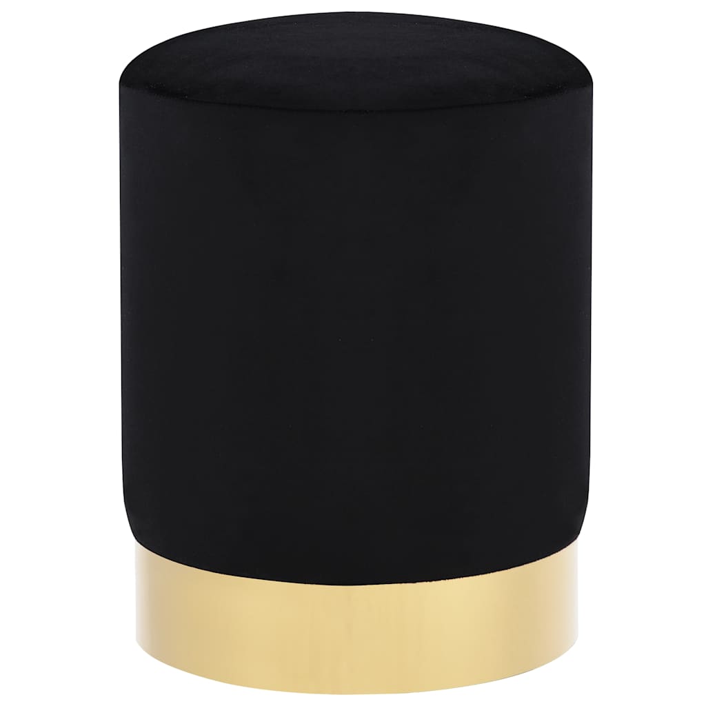 Stool Black and Gold Velvet 28 x 36 cm