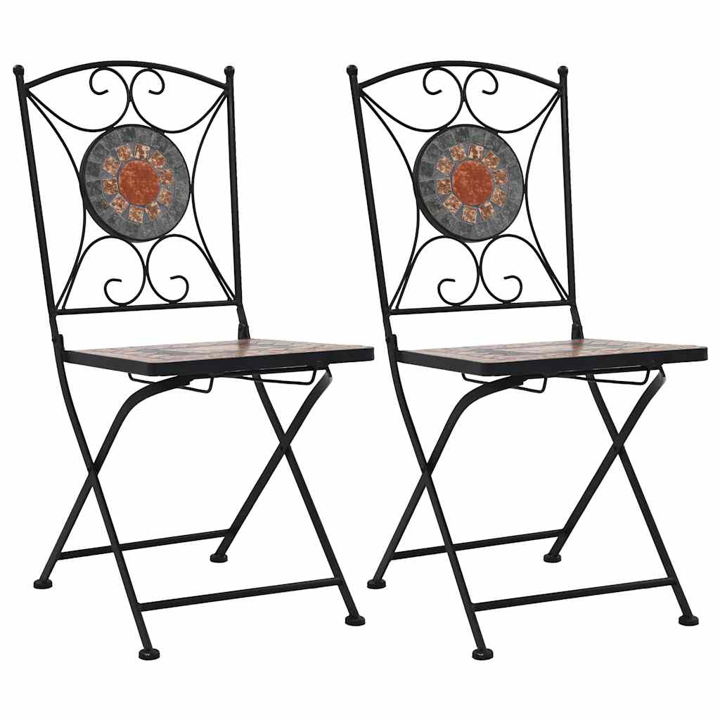 Mosaic Folding Chairs 2 pcs Orange/Grey
