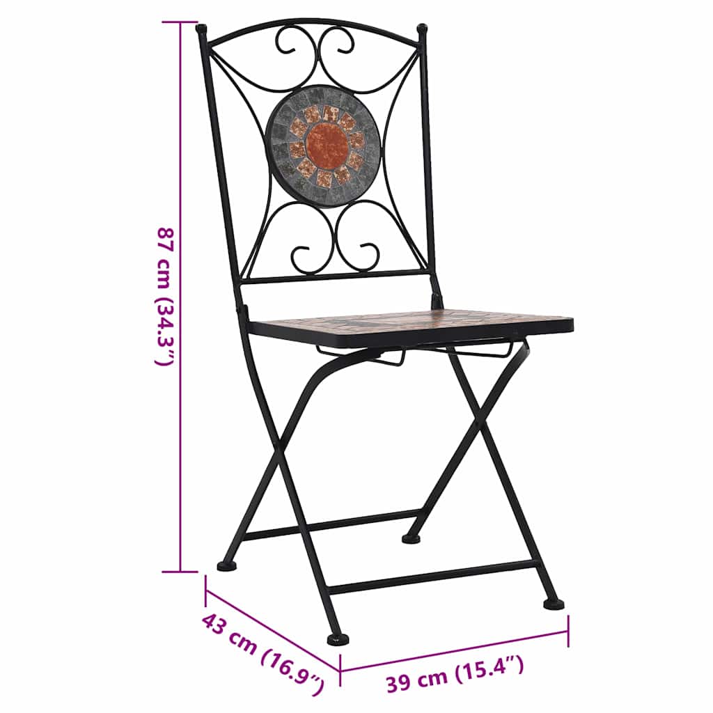 Mosaic Folding Chairs 2 pcs Orange/Grey