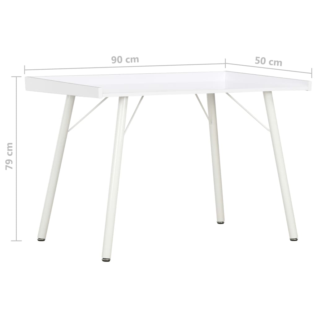 Desk White 90x50x79 Cm