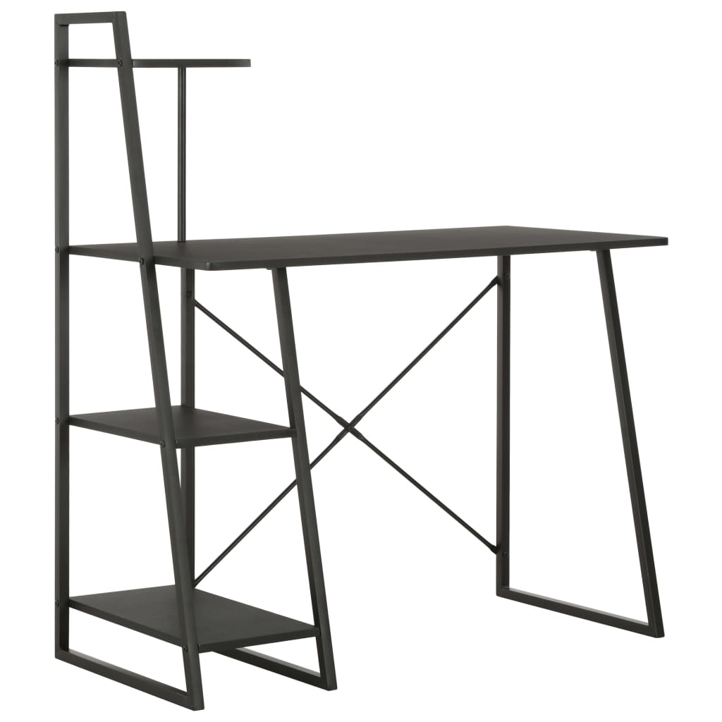 Desk With Shelving Unit Black 102x50x117 Cm
