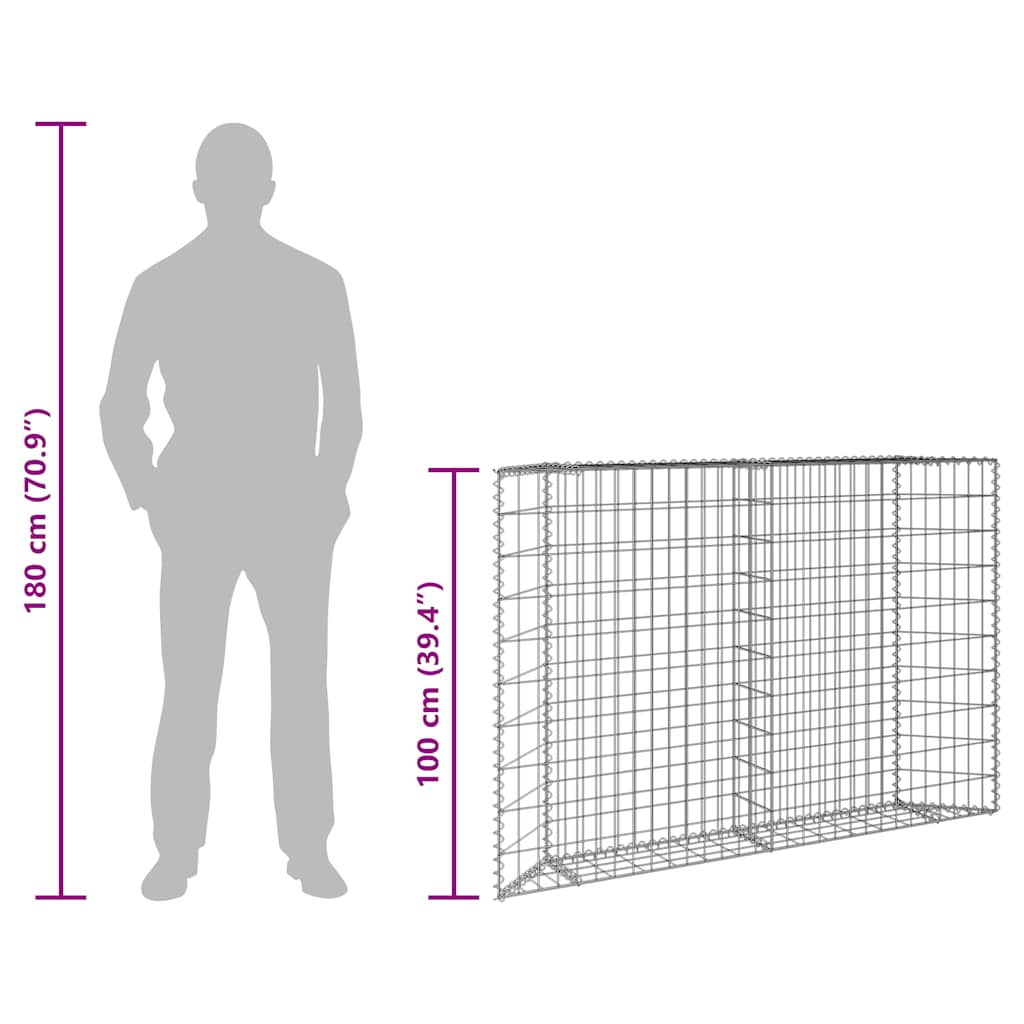 Trapezium Gabion Raised Bed Galvanised Steel 150x20x100 cm