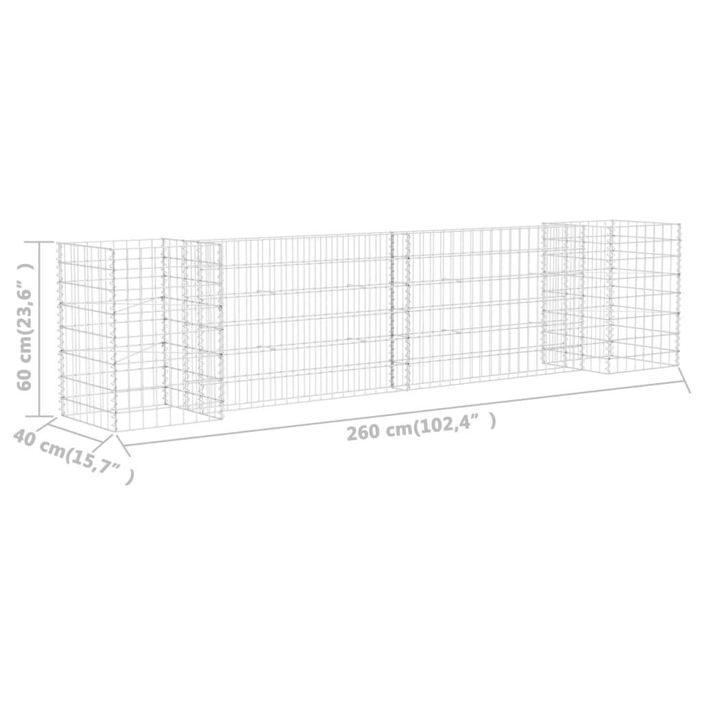 H-Shaped Gabion Planter Steel Wire 260x40x60 cm