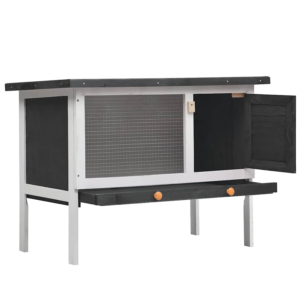 Outdoor Rabbit Hutch 1 Layer Grey Wood