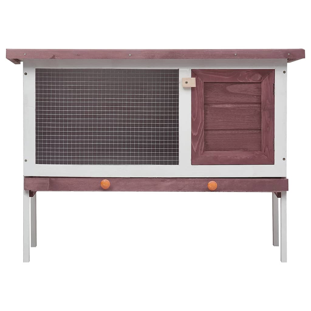Outdoor Rabbit Hutch 1 Layer Brown Wood