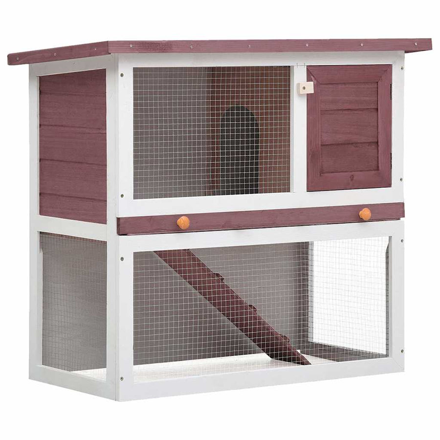 Outdoor Rabbit Hutch 1 Door Brown Wood