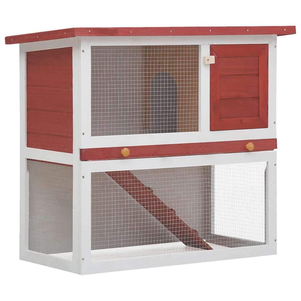 Outdoor Rabbit Hutch 1 Door Red Wood