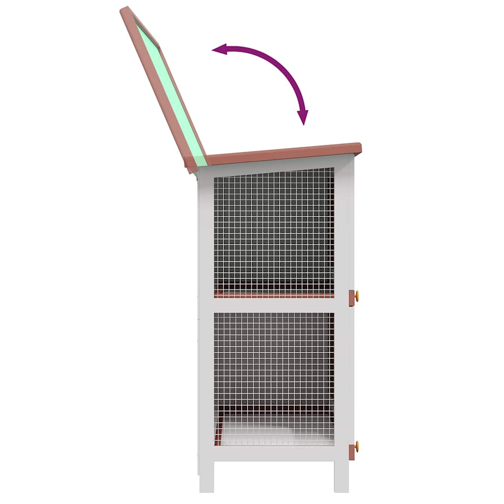 Outdoor Rabbit Hutch 4 Doors Brown Wood