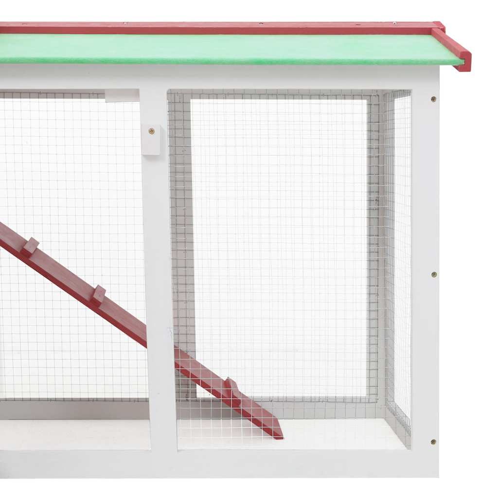 Outdoor Large Rabbit Hutch Red and White 145x45x84 cm Wood