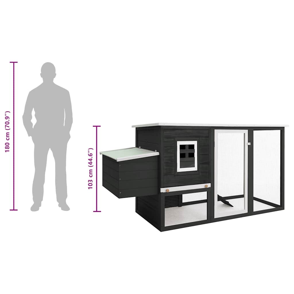 Outdoor Chicken Cage Hen House with 1 Egg Cage Grey Wood